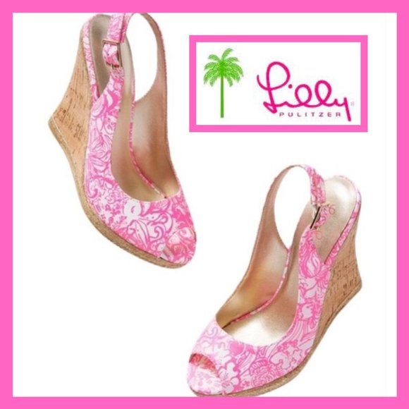 Lilly Pulitzer | Shoes | Lilly Pulitzer Pink Krisie Wedge Nwot | Poshmark